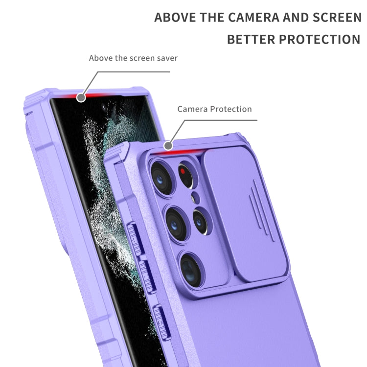 For Samsung Galaxy S23 Ultra 5G Stereoscopic Holder Sliding Camshield Phone Case