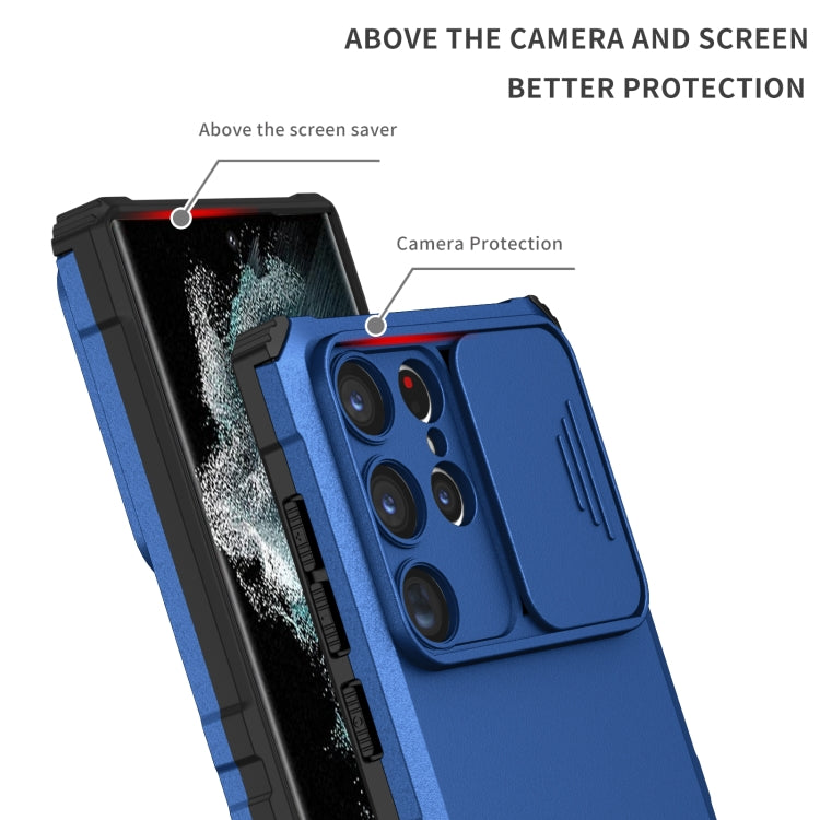 For Samsung Galaxy S23 Ultra 5G Stereoscopic Holder Sliding Camshield Phone Case