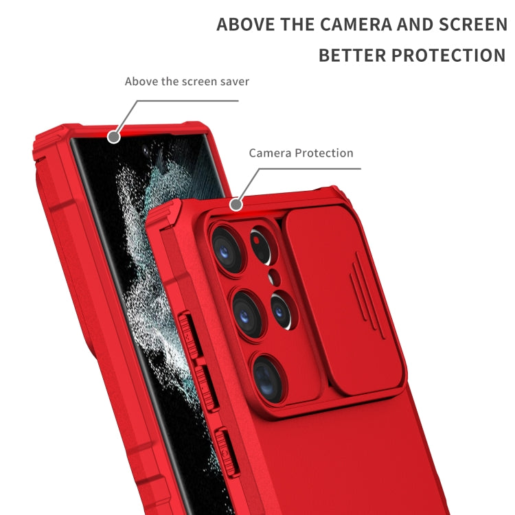 For Samsung Galaxy S23 Ultra 5G Stereoscopic Holder Sliding Camshield Phone Case