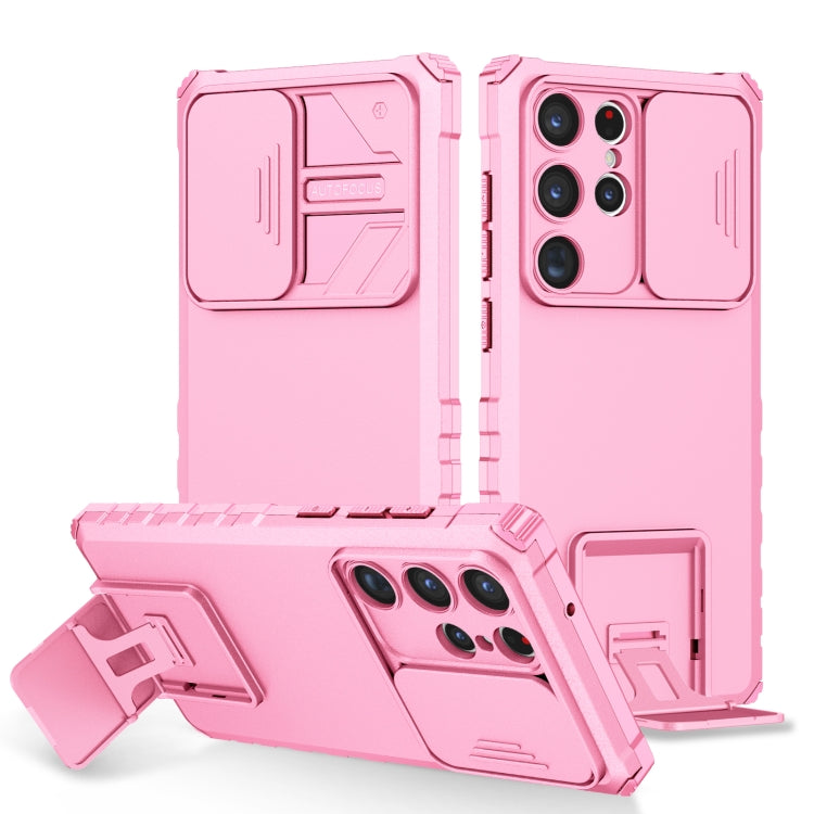 For Samsung Galaxy S23 Ultra 5G Stereoscopic Holder Sliding Camshield Phone Case