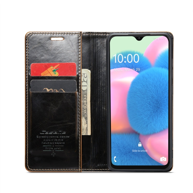 For Samsung Galaxy A30sï¼A50sï¼A50 CaseMe 003 Crazy Horse Texture Leather Phone Case