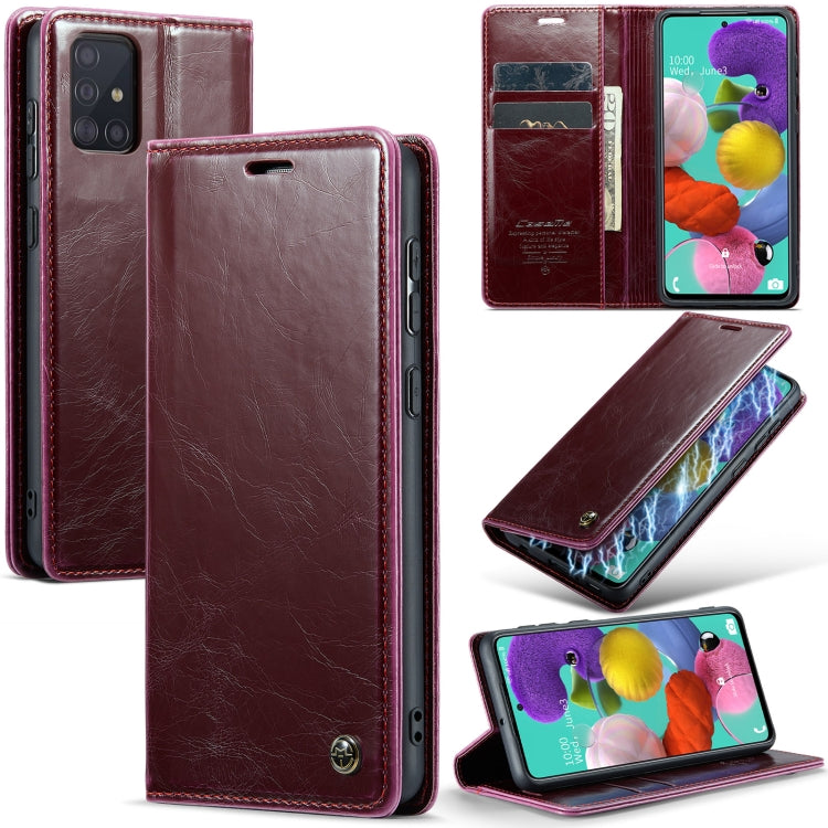 For Samsung Galaxy A51 4G/M40S CaseMe 003 Crazy Horse Texture Leather Phone Case
