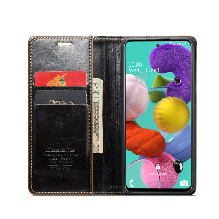 For Samsung Galaxy A51 4G/M40S CaseMe 003 Crazy Horse Texture Leather Phone Case