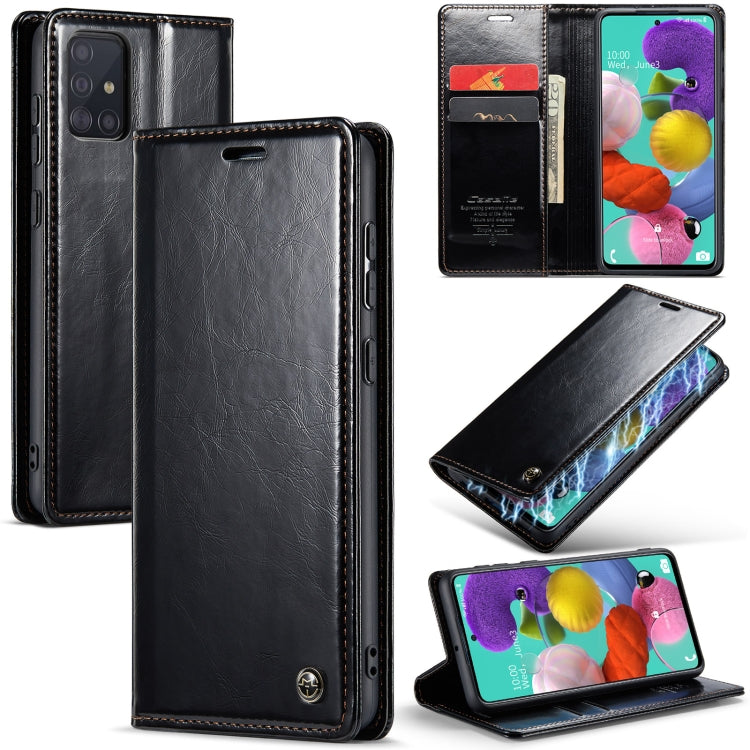 For Samsung Galaxy A51 4G/M40S CaseMe 003 Crazy Horse Texture Leather Phone Case