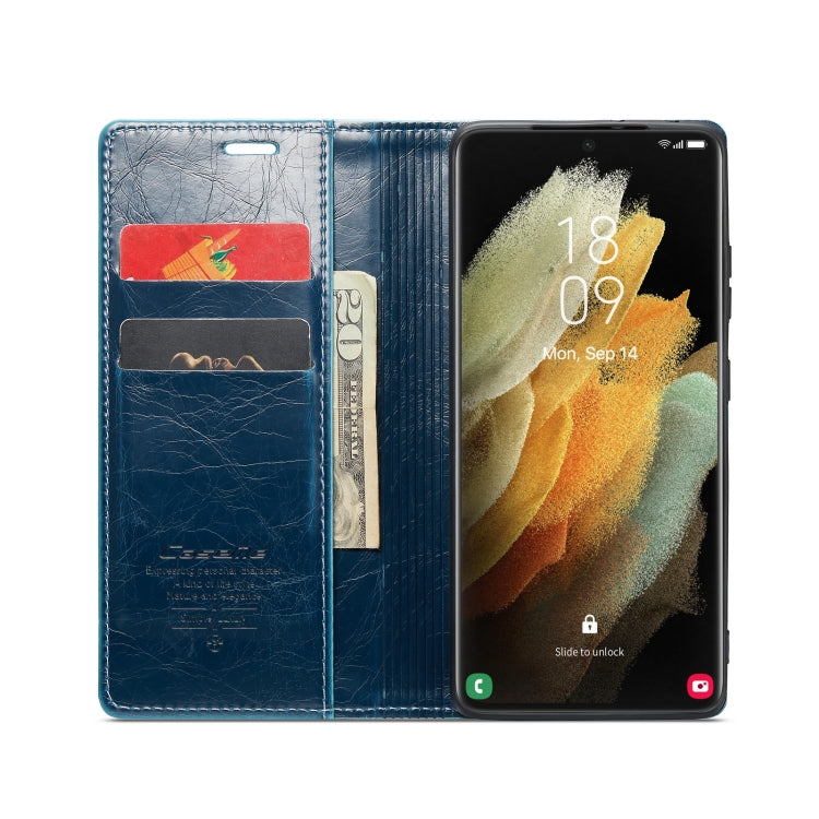 For Samsung Galaxy S21 Ultra 5G CaseMe 003 Crazy Horse Texture Leather Phone Case