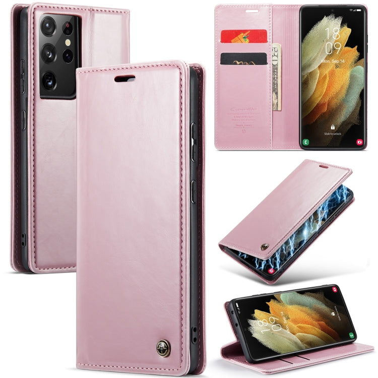 For Samsung Galaxy S21 Ultra 5G CaseMe 003 Crazy Horse Texture Leather Phone Case
