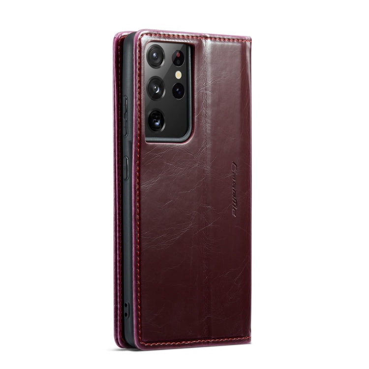 For Samsung Galaxy S21 Ultra 5G CaseMe 003 Crazy Horse Texture Leather Phone Case