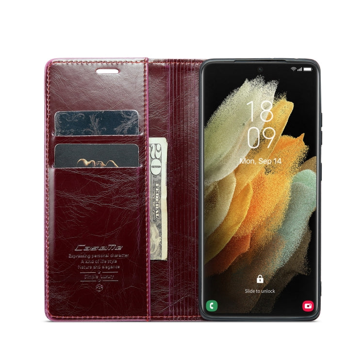 For Samsung Galaxy S21 Ultra 5G CaseMe 003 Crazy Horse Texture Leather Phone Case