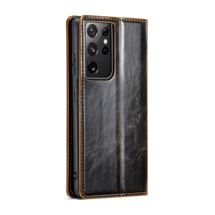 For Samsung Galaxy S21 Ultra 5G CaseMe 003 Crazy Horse Texture Leather Phone Case