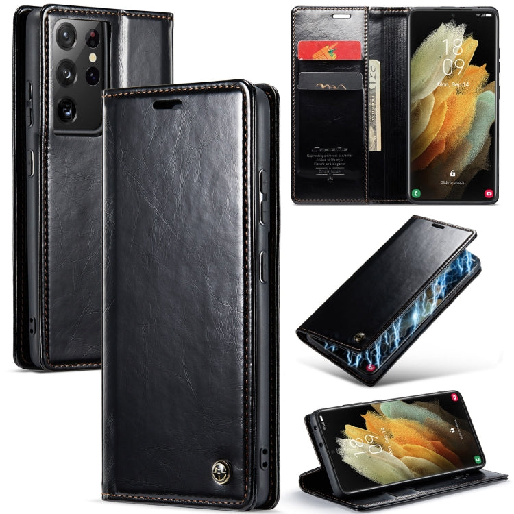 For Samsung Galaxy S21 Ultra 5G CaseMe 003 Crazy Horse Texture Leather Phone Case