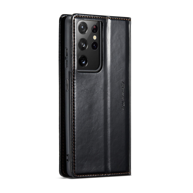 For Samsung Galaxy S21 Ultra 5G CaseMe 003 Crazy Horse Texture Leather Phone Case