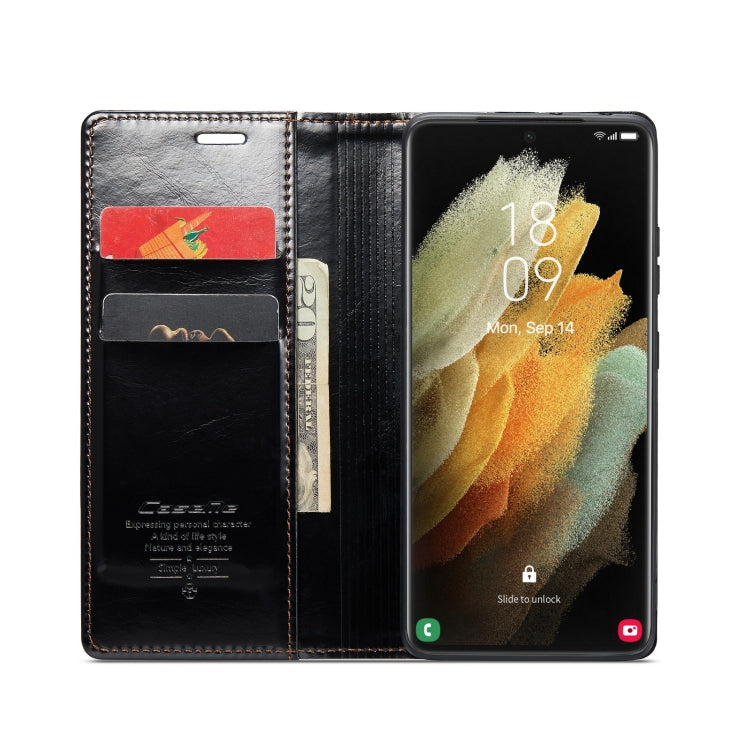 For Samsung Galaxy S21 Ultra 5G CaseMe 003 Crazy Horse Texture Leather Phone Case