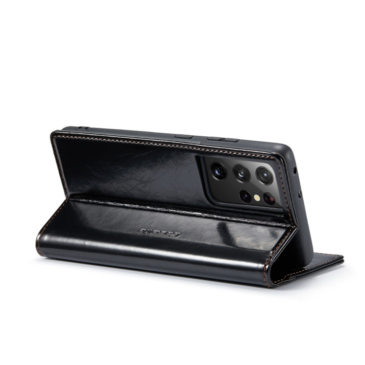 For Samsung Galaxy S21 Ultra 5G CaseMe 003 Crazy Horse Texture Leather Phone Case