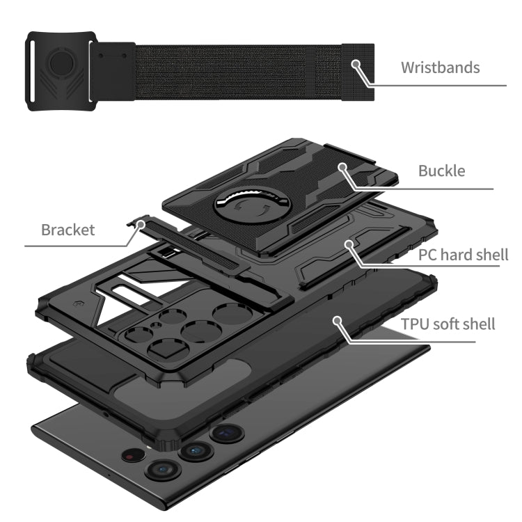 For Samsung Galaxy S23 Ultra 5G Armor Wristband Phone Case