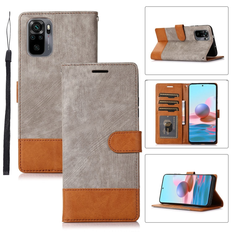 For Xiaomi Redmi Note 10 4G Splicing Leather Phone Case