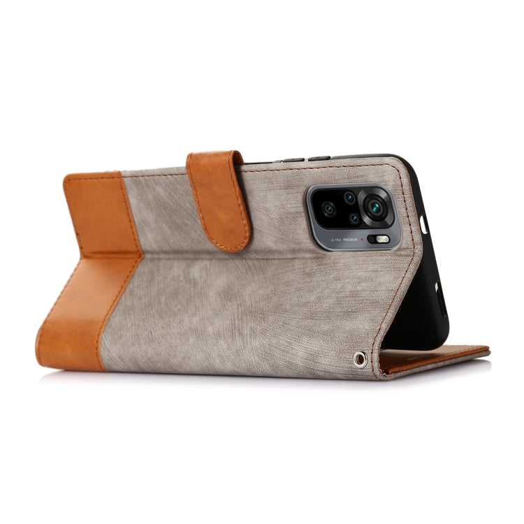 For Xiaomi Redmi Note 10 4G Splicing Leather Phone Case