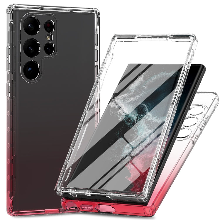For Samsung Galaxy S23 Ultra 5G Integrated Transparent Gradient Color TPU + PC + PET Protective Phone Case