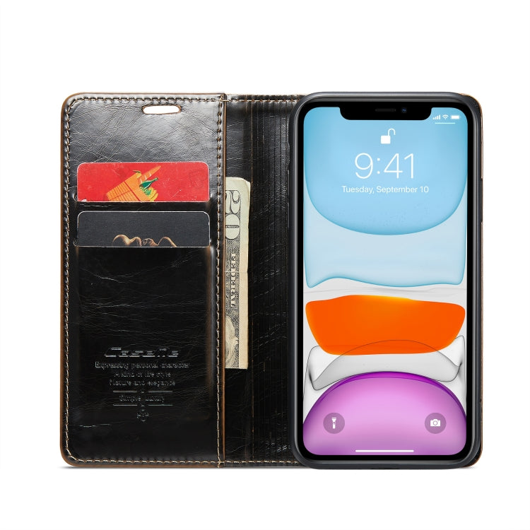 For iPhone 11 CaseMe 003 Crazy Horse Texture Leather Phone Case
