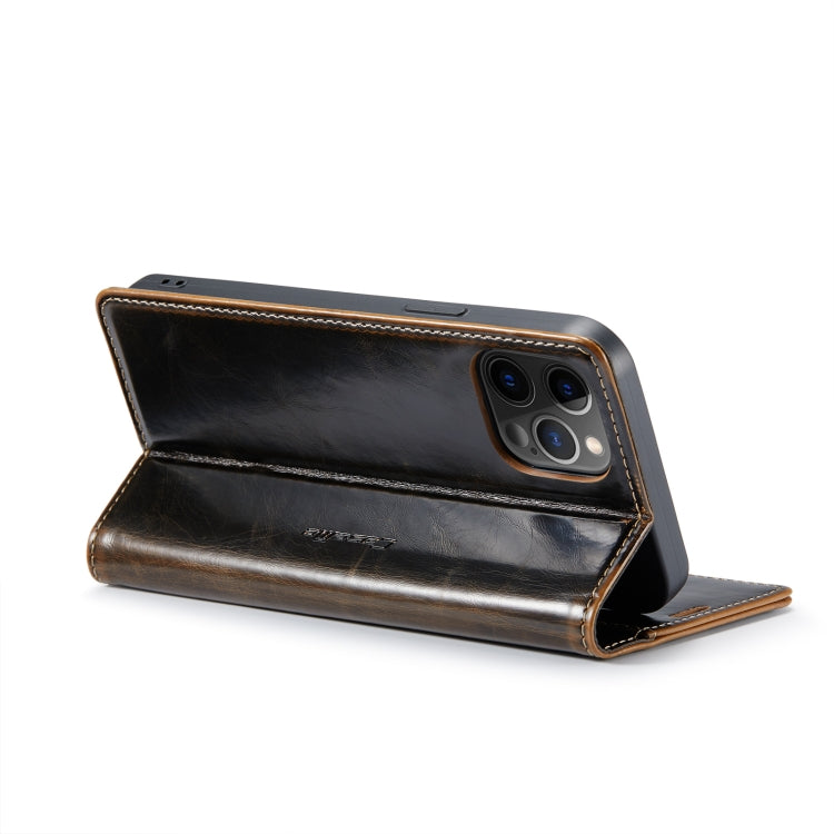 For iPhone 12 CaseMe 003 Crazy Horse Texture Leather Phone Case