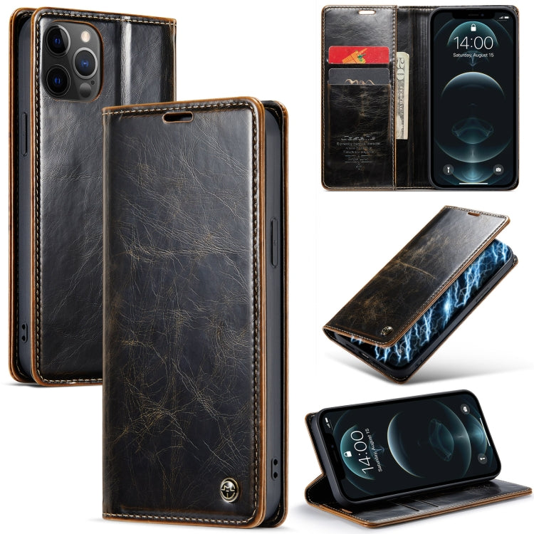 For iPhone 12 Pro CaseMe 003 Crazy Horse Texture Leather Phone Case