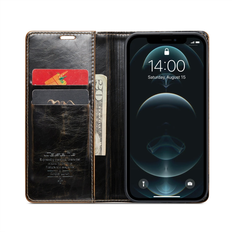 For iPhone 12 Pro CaseMe 003 Crazy Horse Texture Leather Phone Case
