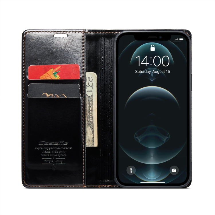 For iPhone 12 Pro Max CaseMe 003 Crazy Horse Texture Leather Phone Case