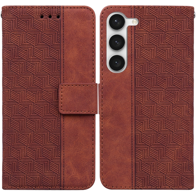 For Samsung Galaxy S23 5G Geometric Embossed Flip Leather Phone Case