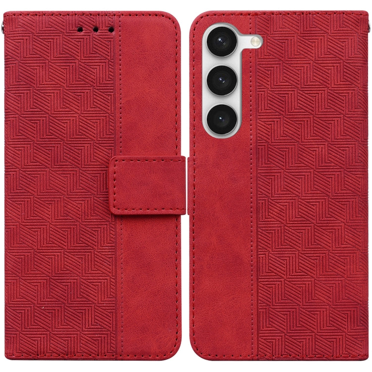 For Samsung Galaxy S23 5G Geometric Embossed Flip Leather Phone Case