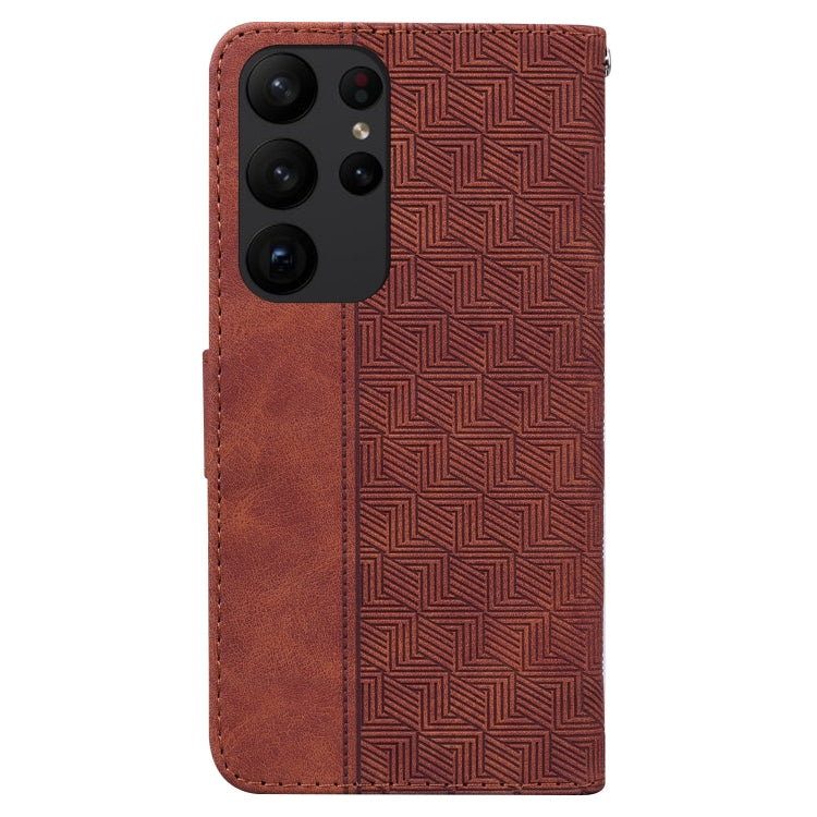 For Samsung Galaxy S23 Ultra 5G Geometric Embossed Flip Leather Phone Case