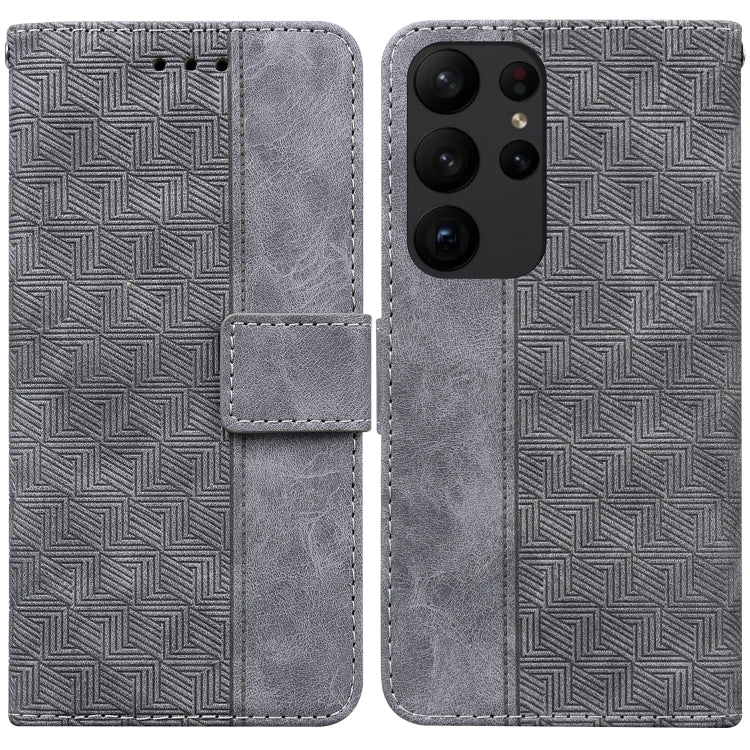 For Samsung Galaxy S23 Ultra 5G Geometric Embossed Flip Leather Phone Case