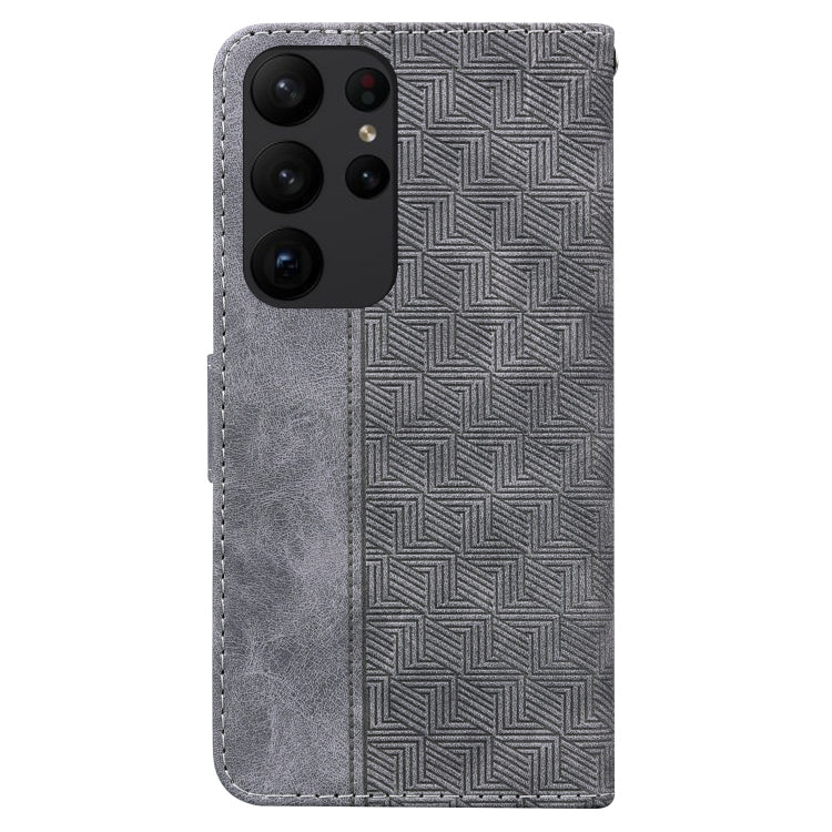 For Samsung Galaxy S23 Ultra 5G Geometric Embossed Flip Leather Phone Case