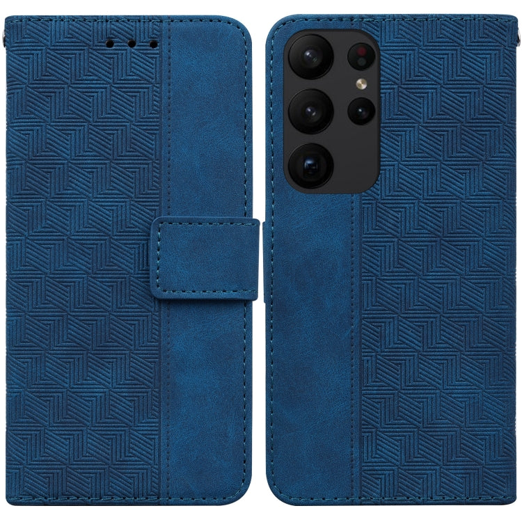 For Samsung Galaxy S23 Ultra 5G Geometric Embossed Flip Leather Phone Case