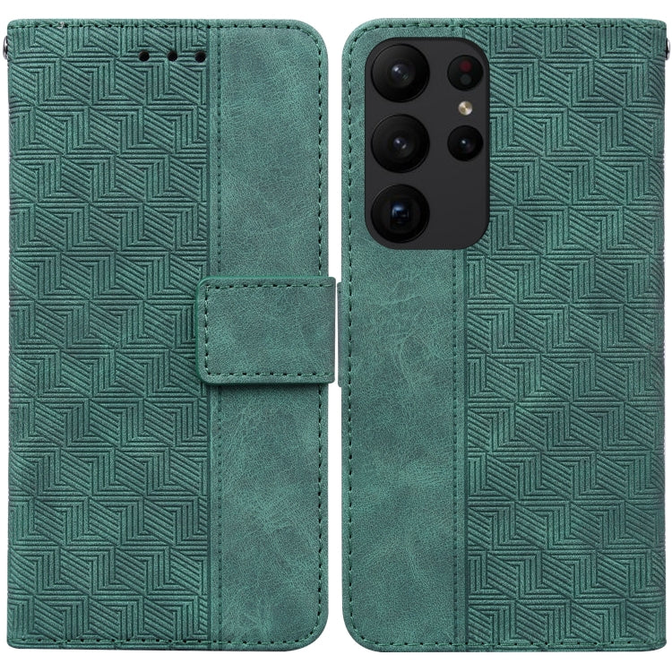 For Samsung Galaxy S23 Ultra 5G Geometric Embossed Flip Leather Phone Case