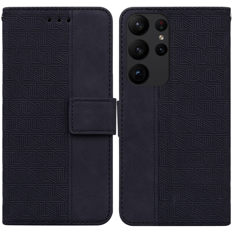 For Samsung Galaxy S23 Ultra 5G Geometric Embossed Flip Leather Phone Case