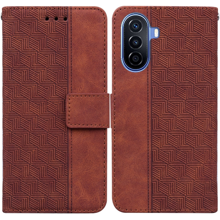 For Huawei nova Y70 Plus Geometric Embossed Flip Leather Phone Case