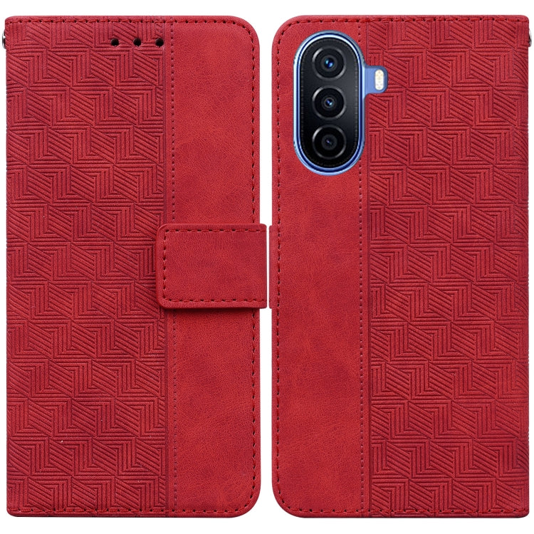 For Huawei nova Y70 Plus Geometric Embossed Flip Leather Phone Case