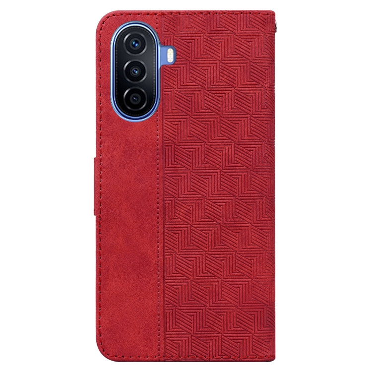 For Huawei nova Y70 Plus Geometric Embossed Flip Leather Phone Case