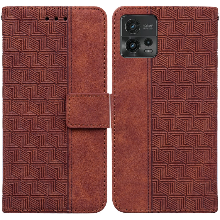 For Motorola Moto G72 Geometric Embossed Flip Leather Phone Case