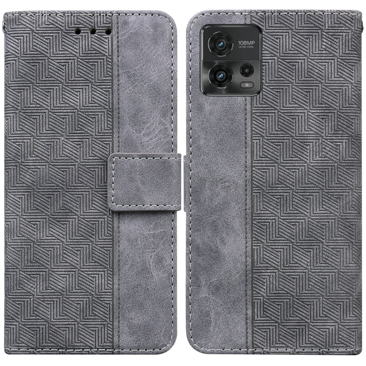 For Motorola Moto G72 Geometric Embossed Flip Leather Phone Case