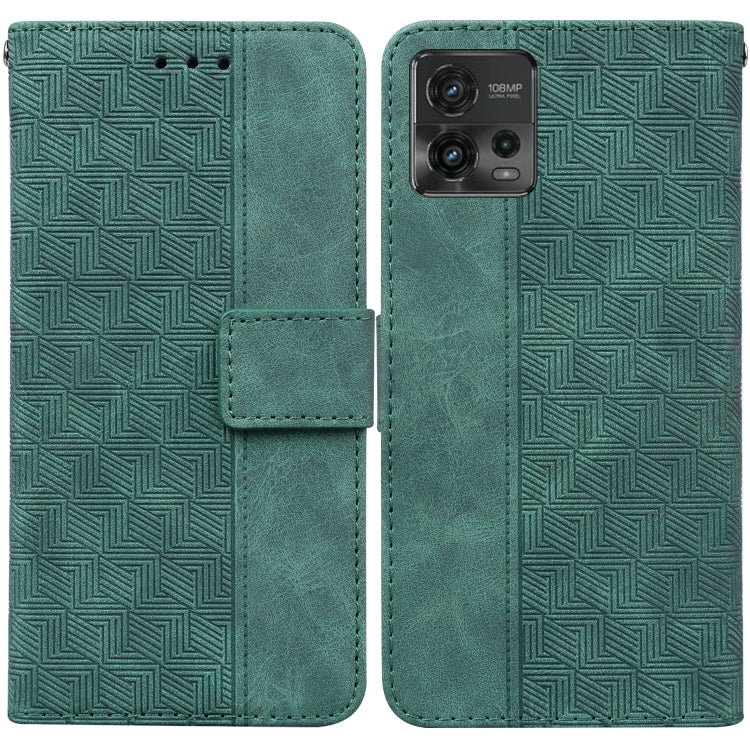For Motorola Moto G72 Geometric Embossed Flip Leather Phone Case