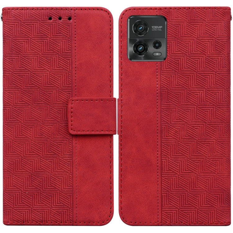 For Motorola Moto G72 Geometric Embossed Flip Leather Phone Case