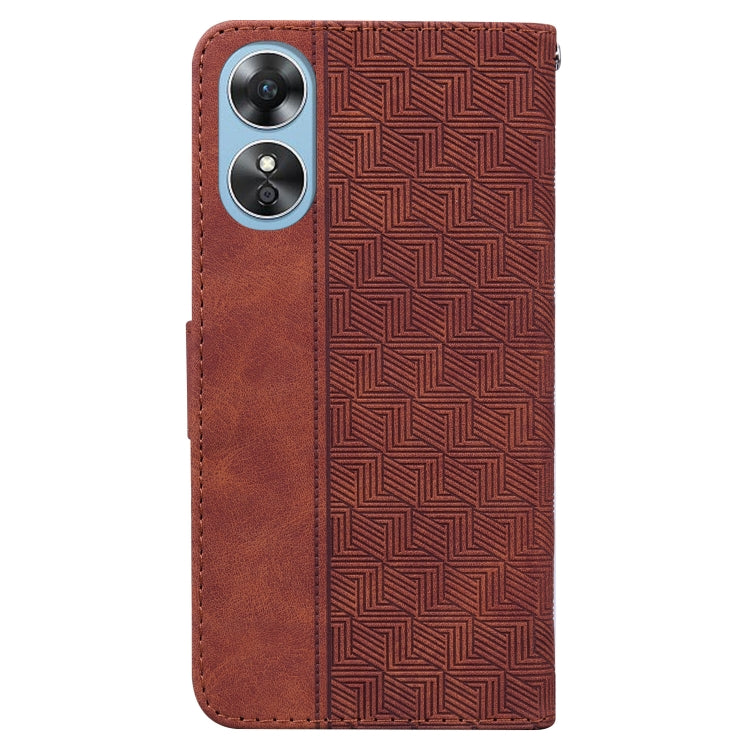 For OPPO A17 Geometric Embossed Flip Leather Phone Case