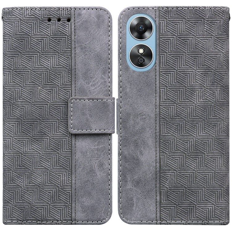For OPPO A17 Geometric Embossed Flip Leather Phone Case