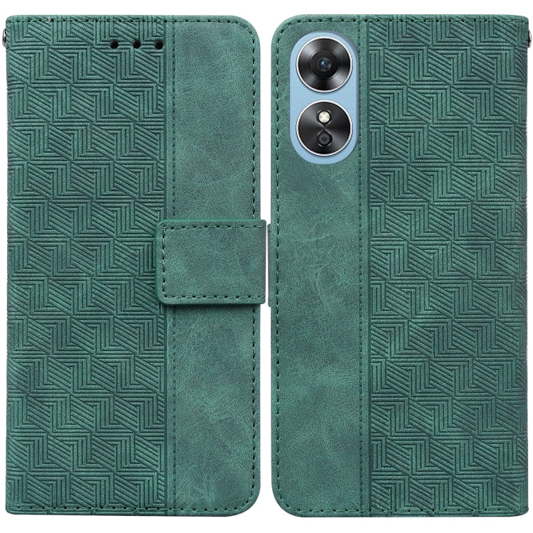 For OPPO A17 Geometric Embossed Flip Leather Phone Case