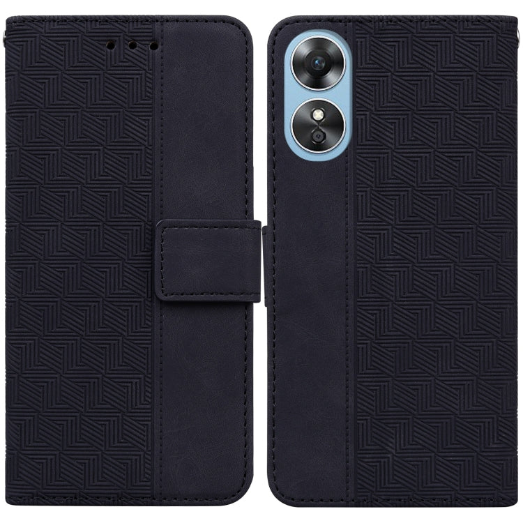 For OPPO A17 Geometric Embossed Flip Leather Phone Case