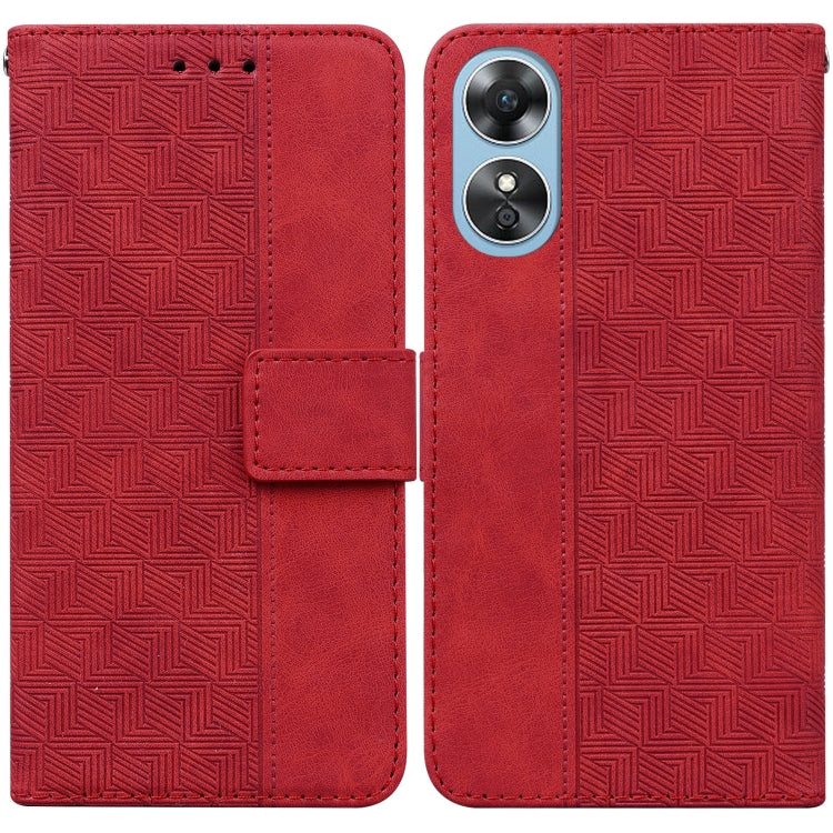 For OPPO A17 Geometric Embossed Flip Leather Phone Case