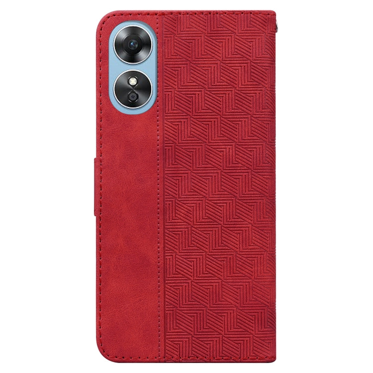For OPPO A17 Geometric Embossed Flip Leather Phone Case