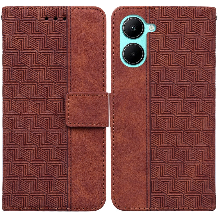 For Realme C33 Geometric Embossed Flip Leather Phone Case