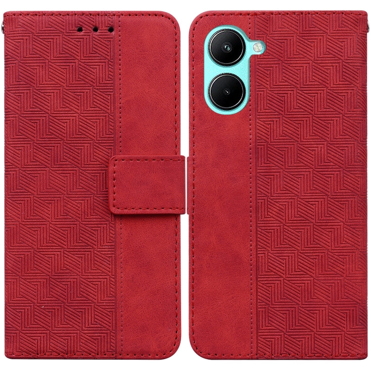 For Realme C33 Geometric Embossed Flip Leather Phone Case