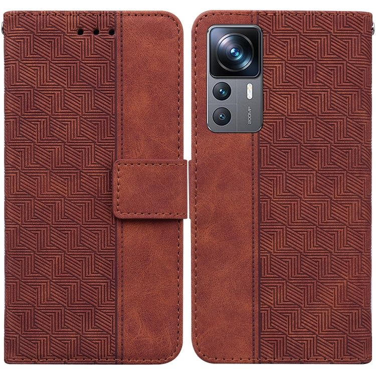 For Xiaomi 12T Pro Geometric Embossed Flip Leather Phone Case
